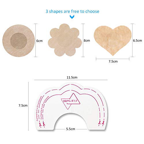 ZEVONDA 10 Pares Desechable Pegatinas de Pechos & Cubierta de Pezón - Pegatinas Parches Realza Pechos Invisible Sin Sujetador Adhesivos Pezoneras para Mujer, Forma de Redonda - 10 Pares