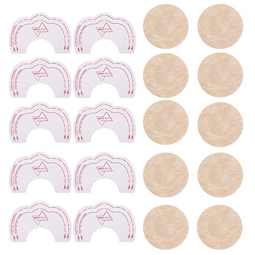 ZEVONDA 10 Pares Desechable Pegatinas de Pechos & Cubierta de Pezón - Pegatinas Parches Realza Pechos Invisible Sin Sujetador Adhesivos Pezoneras para Mujer, Forma de Redonda - 10 Pares