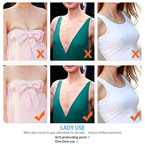 ZEVONDA 10 Pares Desechable Pegatinas de Pechos & Cubierta de Pezón - Pegatinas Parches Realza Pechos Invisible Sin Sujetador Adhesivos Pezoneras para Mujer, Forma de Redonda - 10 Pares