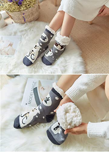 ZFSOCK Calcetines Antideslizantes Zapatillas Mujer: Invierno Suaves Térmicos Gruesos Calentar Divertidos Pantuflas Andar De Estar Por Casa Cumpleaños Navidad Graciosos Regalos Para Madres 1 Par