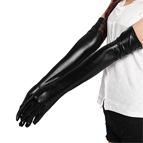 ZGJ Affe Guantes largos de cuero negro para mujer de Guantes largos para adulto de latex