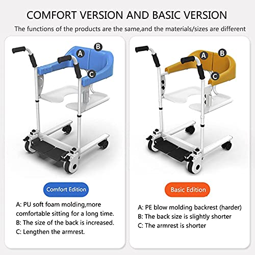 ZH-VBC Silla con WC o Inodoro para Ancianos, Sillas para Ducha con Ruedas, Asiento de Inodoro para Personas Mayores y Discapacitadas, Asiento de Inodoro con Asiento Dividido en 180 °,ComfortVersion