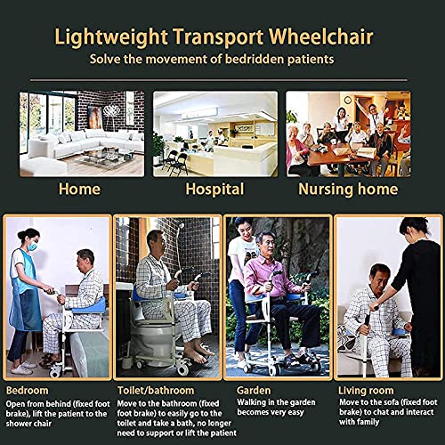 ZH-VBC Silla con WC o Inodoro para Ancianos, Sillas para Ducha con Ruedas, Asiento de Inodoro para Personas Mayores y Discapacitadas, Asiento de Inodoro con Asiento Dividido en 180 °,ComfortVersion