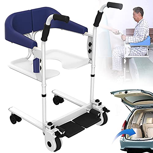ZH-VBC Silla con WC o Inodoro para Ancianos, Sillas para Ducha con Ruedas, Asiento de Inodoro para Personas Mayores y Discapacitadas, Asiento de Inodoro con Asiento Dividido en 180 °,ComfortVersion