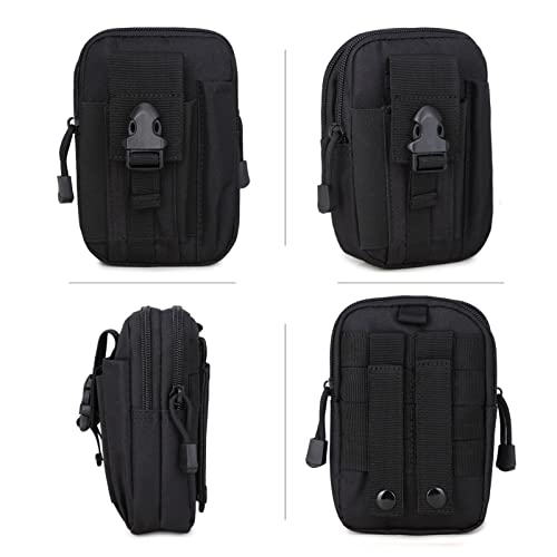 ZhaoCo Bolsa Compacta MOLLE EDC de Táctico, Bolsa de Cintura 1000D Nylon, Riñoneras para Herramientas Pequeñas de Multiusos Teléfono Móvil al Aire Libre Deportes Senderismo Camping (Negro)