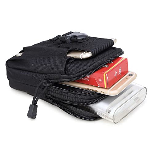 ZhaoCo Bolsa Compacta MOLLE EDC de Táctico, Bolsa de Cintura 1000D Nylon, Riñoneras para Herramientas Pequeñas de Multiusos Teléfono Móvil al Aire Libre Deportes Senderismo Camping (Negro)