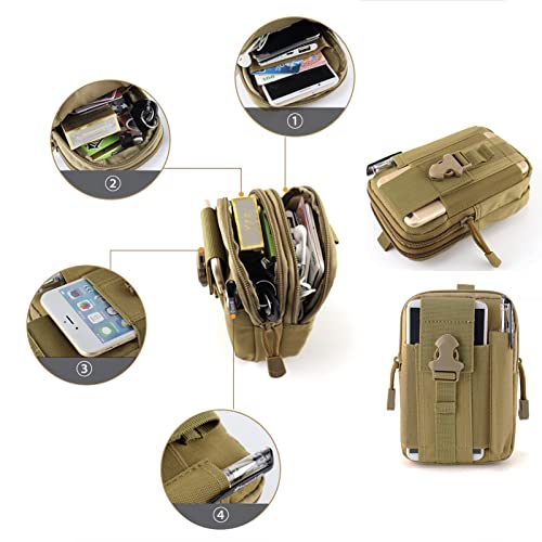 ZhaoCo Bolsa Compacta MOLLE EDC de Táctico, Bolsa de Cintura 1000D Nylon, Riñoneras para Herramientas Pequeñas de Multiusos Teléfono Móvil al Aire Libre Deportes Senderismo Camping (Negro)