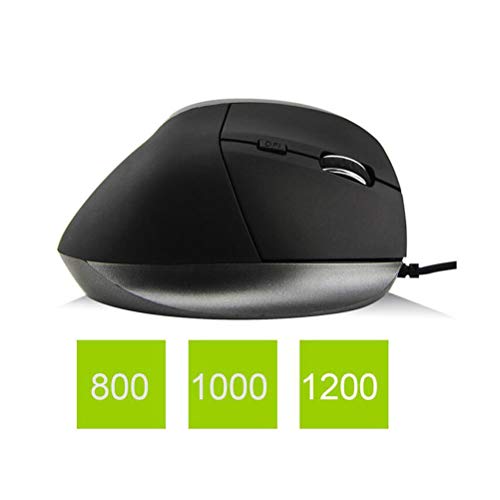 ZHHAOXINPA Portátil Ratón Ergonómico Vertical óptico Ratón 2.4ghz Ratón USB con Cable Previene La Enfermedad del Ratón Y El Codo De Tenista (síndrome Rsi) Incl Multifuncional, Black