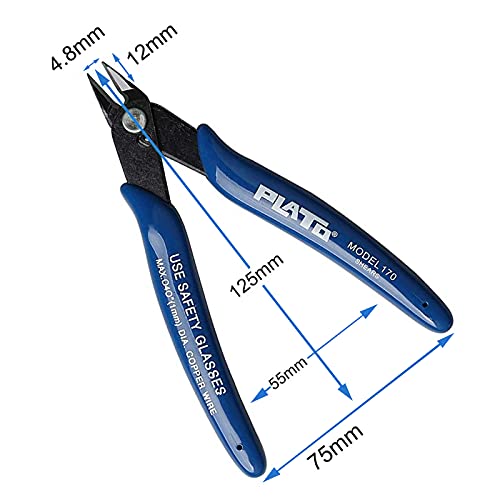 ZHITING 2PCS Alicates de Corte Diagonal,fosa alicates de corte de precisión,Pinzas de corte de alambre diagonal diagonal,Precisión Cortador Alicates Impresora 3D Cortador de Alambre,Modelo 170 azul