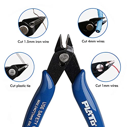 ZHITING 2PCS Alicates de Corte Diagonal,fosa alicates de corte de precisión,Pinzas de corte de alambre diagonal diagonal,Precisión Cortador Alicates Impresora 3D Cortador de Alambre,Modelo 170 azul