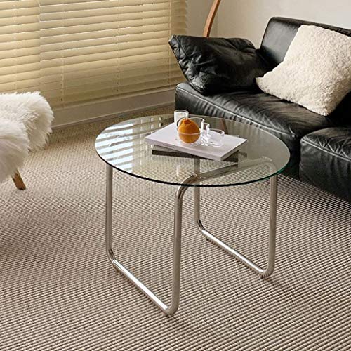 ZHONGHUA Mesa de Centro Resistente Mesa nórdica Mesa Sala de Estar balcón Mesa de café sofá Caja de Esquina de Acero Inoxidable Mesa Creativa Vidrio pequeña Mesa Redonda Mesa de té Duradera