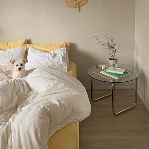 ZHONGHUA Mesa de Centro Resistente Mesa nórdica Mesa Sala de Estar balcón Mesa de café sofá Caja de Esquina de Acero Inoxidable Mesa Creativa Vidrio pequeña Mesa Redonda Mesa de té Duradera