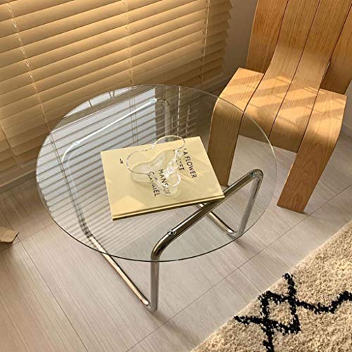 ZHONGHUA Mesa de Centro Resistente Mesa nórdica Mesa Sala de Estar balcón Mesa de café sofá Caja de Esquina de Acero Inoxidable Mesa Creativa Vidrio pequeña Mesa Redonda Mesa de té Duradera