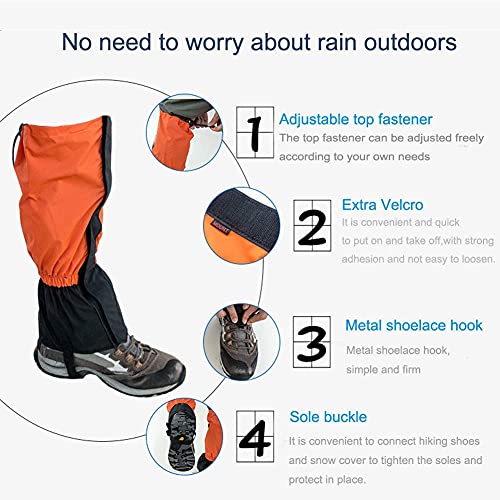 Zhongtou Polainas para Hombre, Impermeables, cálidas, para Mujer, Ligeras, para Senderismo en la Nieve, Polainas para piernas para Caminar, Raquetas de Nieve, Caza, Escalada y Correr (Negro)
