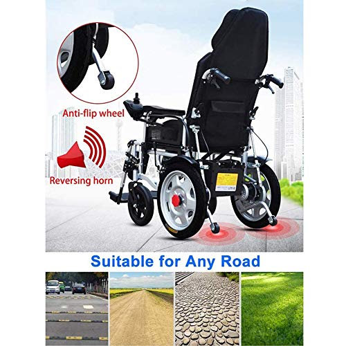 ZHONGXIN Silla De Ruedas Eléctrica, plegable con motor para discapacitados Respaldo Ajustable con Reposacabezas, minusválidos Asiento 45cm