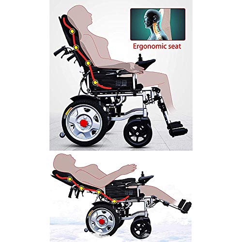 ZHONGXIN Silla De Ruedas Eléctrica, plegable con motor para discapacitados Respaldo Ajustable con Reposacabezas, minusválidos Asiento 45cm