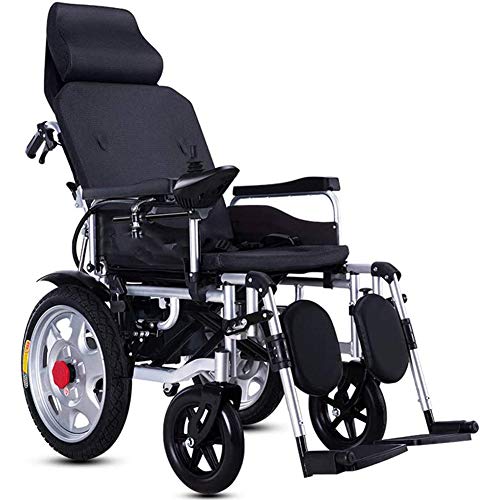 ZHONGXIN Silla De Ruedas Eléctrica, plegable con motor para discapacitados Respaldo Ajustable con Reposacabezas, minusválidos Asiento 45cm