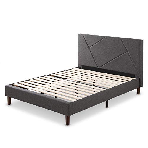 Zinus Bastidor para cama de plataforma con tapizado geométrico Judy, Camas de Plataforma, Sin necesidad de usar un somier, Sólido soporte de listones de madera, Fácil montaje, 90 x 190 cm