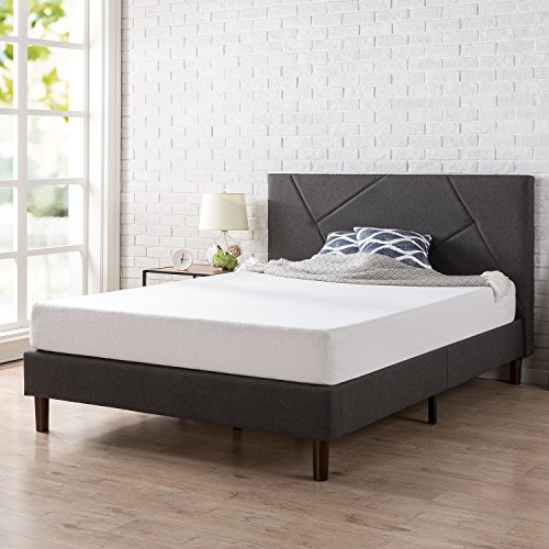 Zinus Bastidor para cama de plataforma con tapizado geométrico Judy, Camas de Plataforma, Sin necesidad de usar un somier, Sólido soporte de listones de madera, Fácil montaje, 90 x 190 cm