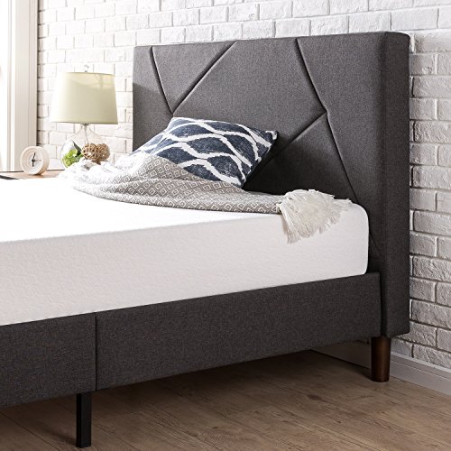 Zinus Bastidor para cama de plataforma con tapizado geométrico Judy, Camas de Plataforma, Sin necesidad de usar un somier, Sólido soporte de listones de madera, Fácil montaje, 90 x 190 cm