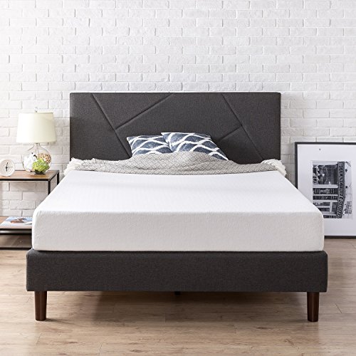 Zinus Bastidor para cama de plataforma con tapizado geométrico Judy, Camas de Plataforma, Sin necesidad de usar un somier, Sólido soporte de listones de madera, Fácil montaje, 90 x 190 cm