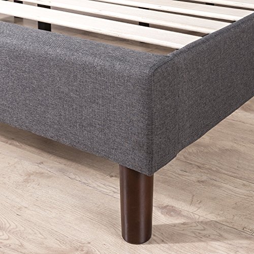 Zinus Bastidor para cama de plataforma con tapizado geométrico Judy, Camas de Plataforma, Sin necesidad de usar un somier, Sólido soporte de listones de madera, Fácil montaje, 90 x 190 cm