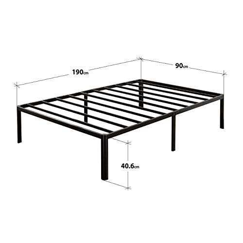 Zinus Bastidor para cama de plataforma de metal con esquinas redondeadas Van de 40,6 cm, Base para colchón, Sin necesidad de usar un somier, Cama en caja, Fácil montaje, 150 x 190 cm