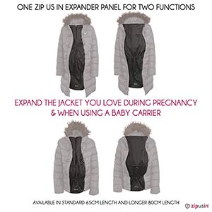 Zip Us In Panel de expansión de la Chaqueta - Convierte su Chaqueta preferida en una Chaqueta premamá! (Standard Length (65cm) Double Coil Panel)