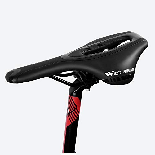 ZKDY Asiento De Bicicleta Asiento De Bicicleta para Ciclista Bicicleta De Montaña Silla De Montar Suave Comodidad Transpirable Hueca Engrosada Accesorios para Bicicleta@Negro Profundo
