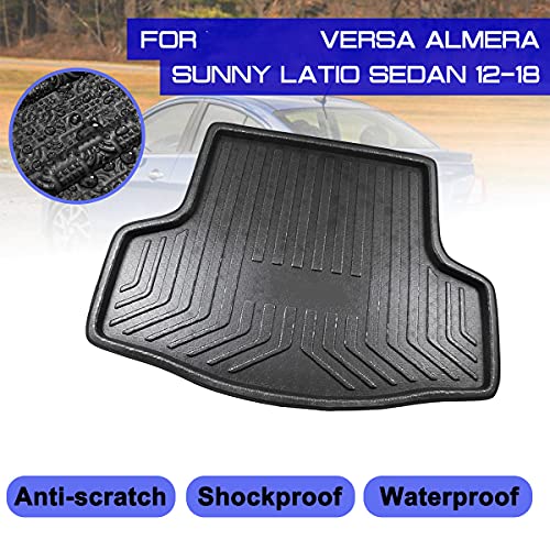 ZMJYH Cojín De Barro del Tronco, Colchoneta del Piso del Coche para Versa Almera Sunny Latio Sedan 2012-2018 Tronco Trasero Anti-Mud Cover
