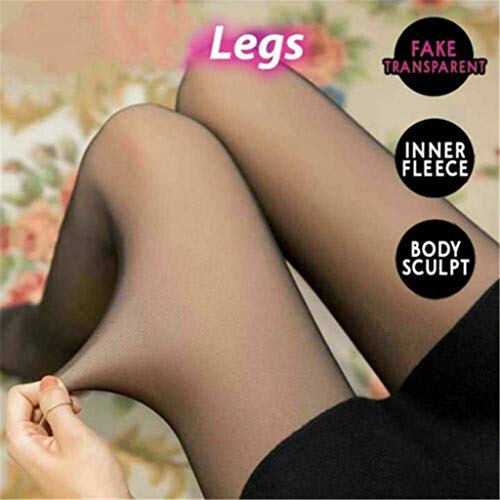 ZODOF Piernas Adelgaza Falso translúcido cálida Lana de Pantimedias, Mujeres Fleece Forrado Caliente Medias térmicas - Medias de Invierno