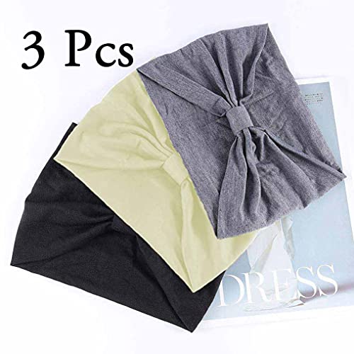 Zoestar Diademas bohemias anchas para la cabeza de yoga negras con estilo vintage para mujeres y niñas (paquete de 3) (juego de 1)