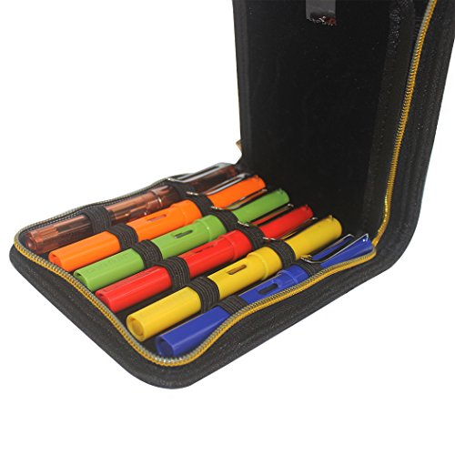 Zoohot Bolígrafo pluma bolígrafo Estuche de cuero pu para 12 plumas (Black)