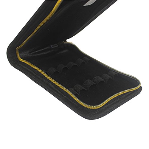 Zoohot Bolígrafo pluma bolígrafo Estuche de cuero pu para 12 plumas (Black)