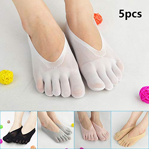 ZQDL Calcetines ortopédicos de compresión calcetines de dedo del pie de las mujeres de corte ultra bajo con pestaña de gel transpirable
