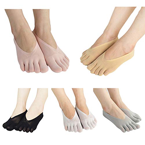 ZQDL Calcetines ortopédicos de compresión calcetines de dedo del pie de las mujeres de corte ultra bajo con pestaña de gel transpirable