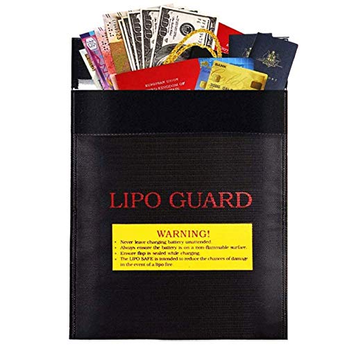 ZRWLZT Bolsas de Documentos IgníFugas Bolsas Documentos Seguridad Bolsa de Almacenamiento Ignífuga Proteger Objetos de Valor, para Documentos de Pasaporte Dinero, Joyas Bateríasm (Negro)