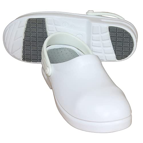 Zueco Antideslizante con Puntera Unisex Safeway SB EA SRC, en Blanco para operadores Sanitarios médicos y fisioterapeutas, cantinas RSA, Cocineros, operadores del Sector alimentario (Numeric_44)