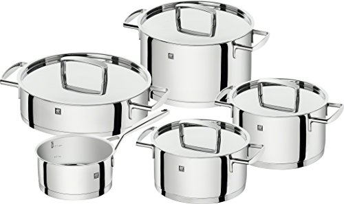 ZWILLING Batería de Cocina de 5 Piezas, 4 Tapas, Apto para Inducción, Acero Inoxidable, Passion