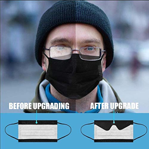 Zwinkle 30/50/100Pcs Advantageprotección Facial Negro de Una Sola Vez para Personas con Gafas, Bandanas Faciales Antivaho para Usuarios de Gafas, para Personas Que Usan Gafas (30, Negro)