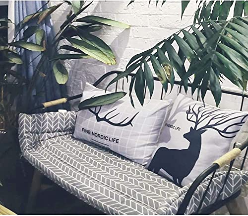 ZYBW Cojín para Silla,Cojín para Banco Suave y Transpirable para Exteriores,Respaldo Largo para Silla,Tapete para sofá con Cordones,Silla de Mimbre,Cojín para sofá Mecedora con toldo de jardín/So