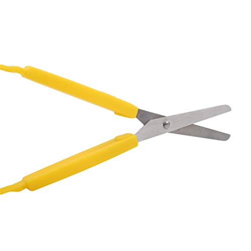 ZYYXB Tijeras de bucle para niños, fácil agarre, fácil apertura, adaptadas para necesidades especiales, seguridad punta redonda, asas abiertas, color amarillo