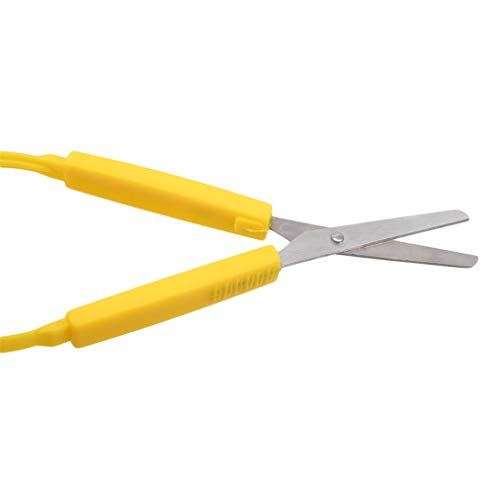 ZYYXB Tijeras de bucle para niños, fácil agarre, fácil apertura, adaptadas para necesidades especiales, seguridad punta redonda, asas abiertas, color amarillo