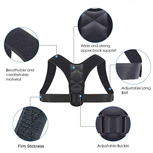 ZZDH Corrector Postura Espalda Clavícula Ajustable Postura Corrector Hombres Mujeres Parte Superior de la Espalda Hombro Soporte Lumbar Cinturón Corsé Corrección de la Postura