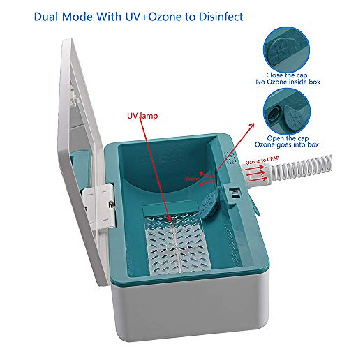 ZZYYZZ CPAP Cleaner and Sanitizer, UV/Ozone Dual Mode Cleaning, Trajes para limpiadores de mascarillas de Tubos de Aire con 4 adaptadores
