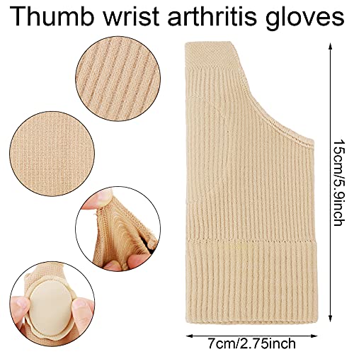 1 Par de Soporte de Muñeca de Gel Guante de Muñeca de Pulgar Guante de Artritis de Pulgar Soporte de Muñeca de Artritis para Muñeca de Pulgar Alivio de Dolor, Tamaño Grande, Color Trigo