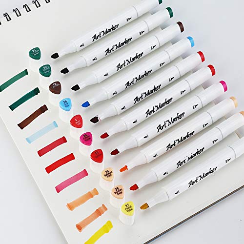 100 Colores Rotuladores Artísticos, Dibujo Marcadores de Punta Doble, para Graffiti, Pintura, Tiza, Manga,Ideal para Niños, Adultos, Artistas MH-100W