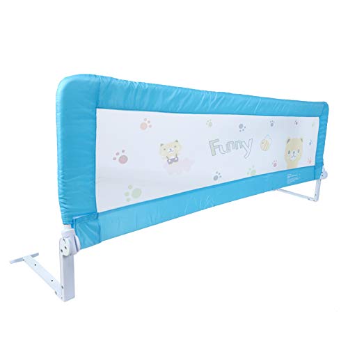 150cm/180cm Barandilla de La Cama Guardia de Seguridad para Ni?os, Barandilla Plegable de La Cama Infantil (Azul, 180cm)
