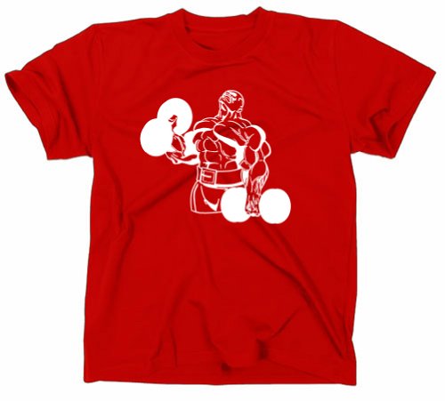 3 Body Building bíceps T-Shirt Rojo rojo Talla:medium