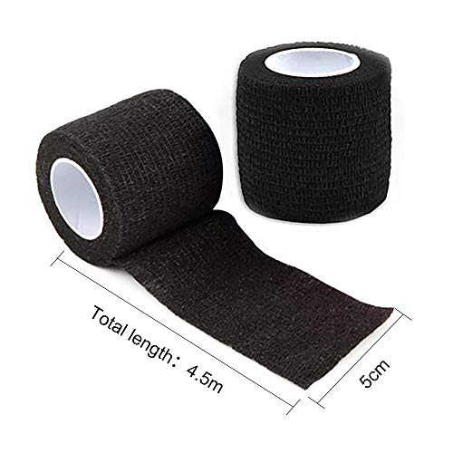 8Pcs Tattoo Grip Cover Elástico Impermeable Autoadhesivo Cinta de vendaje Adherente Envoltura para máquina de tatuaje Accesorios de agarre Suministros de tatuaje y cinta para muñeca de dedo, Negro